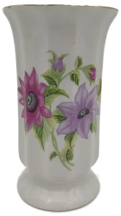 Porzellan - Vase mit Blumendekor - Bild 1