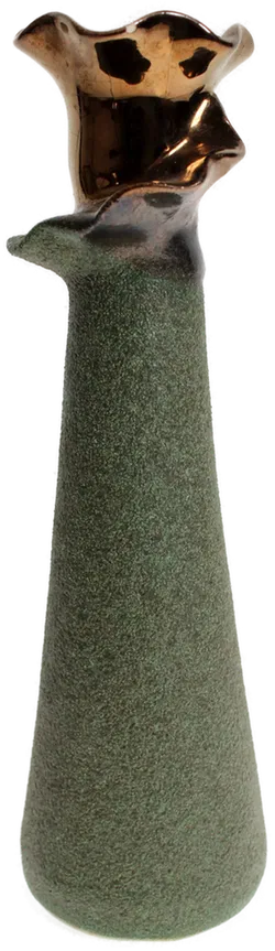 Handgemachte Keramikvase mit bronzefarbenem Blütenrand – 21,5 cm - Bild 3