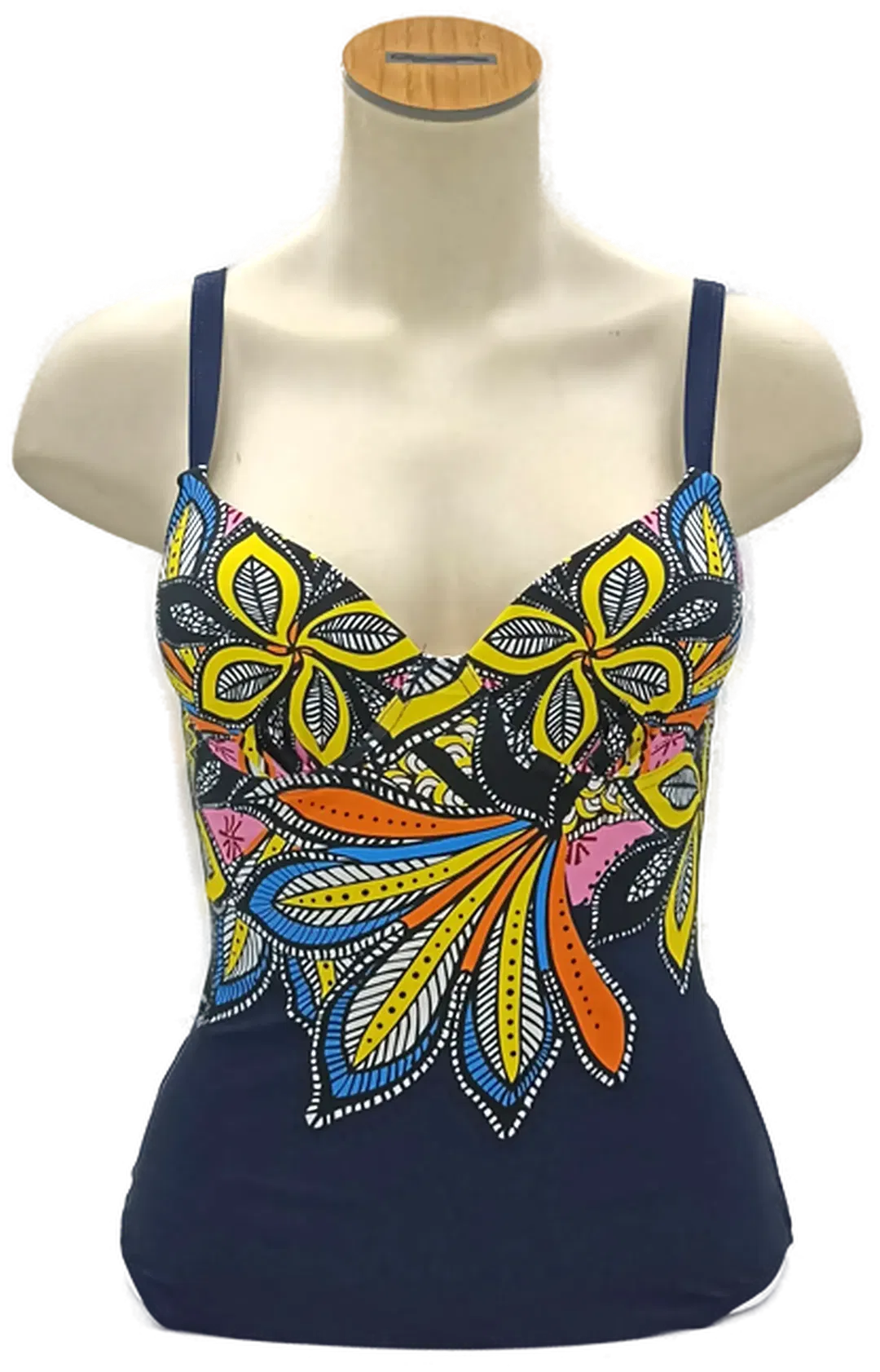 Badeanzug dunkelblau mit floralem Muster Gr. M - Bild 4