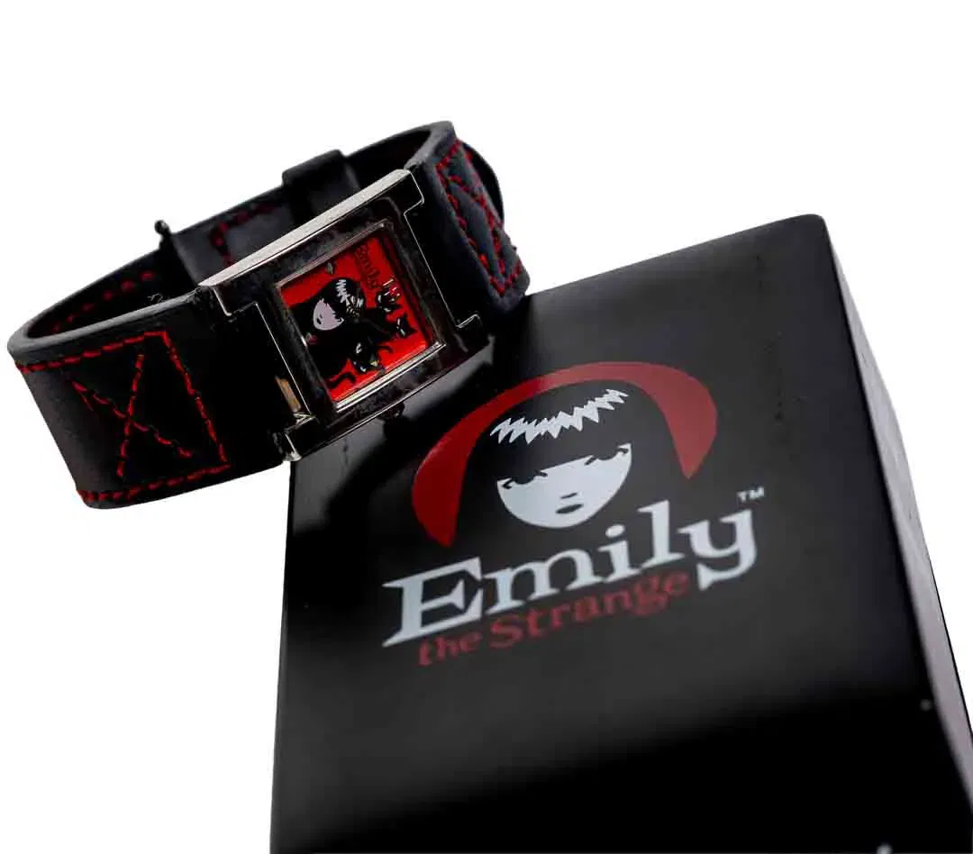 Emily the Strange Armbanduhr mit Box – Schwarz/Rot Design - Bild 2