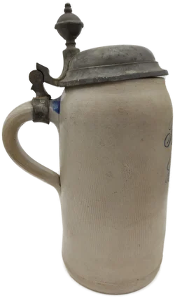Bierkrug Brauerei Lohmer Steinzeug, Geprägter Zinndeckel 1 L  | Mit Charakterspur - Bild 4