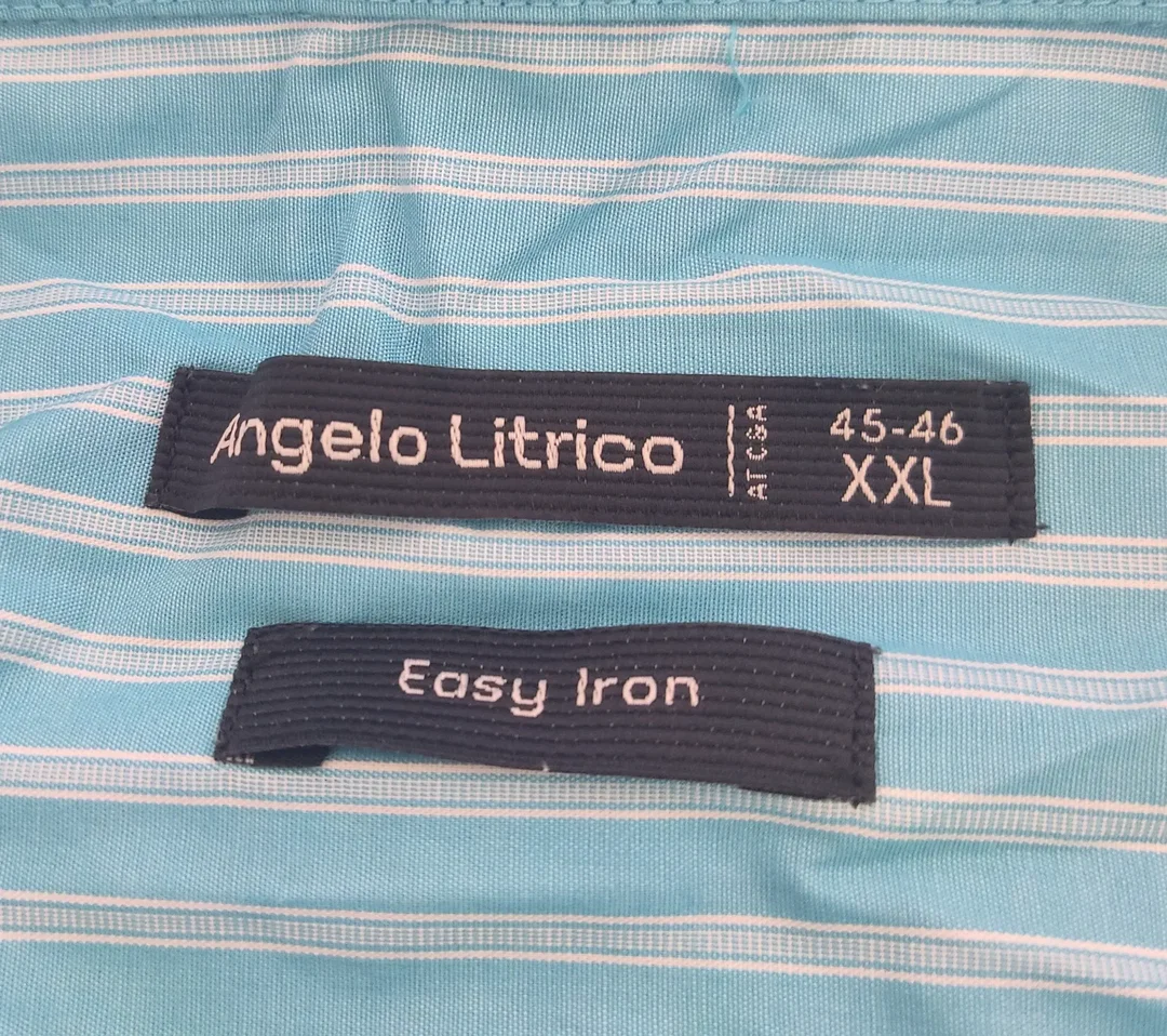 Angelico Litrico Herrenhemd Kurzarm hellblau gestreift - Gr. XXL 45/46 – Bild 4