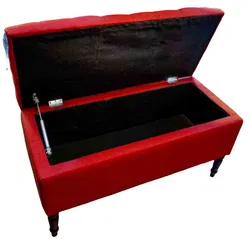 Polster-Sitztruhe, Rot, Chesterfield-Steppung, 90x40 cm, Stauraum - Bild 2