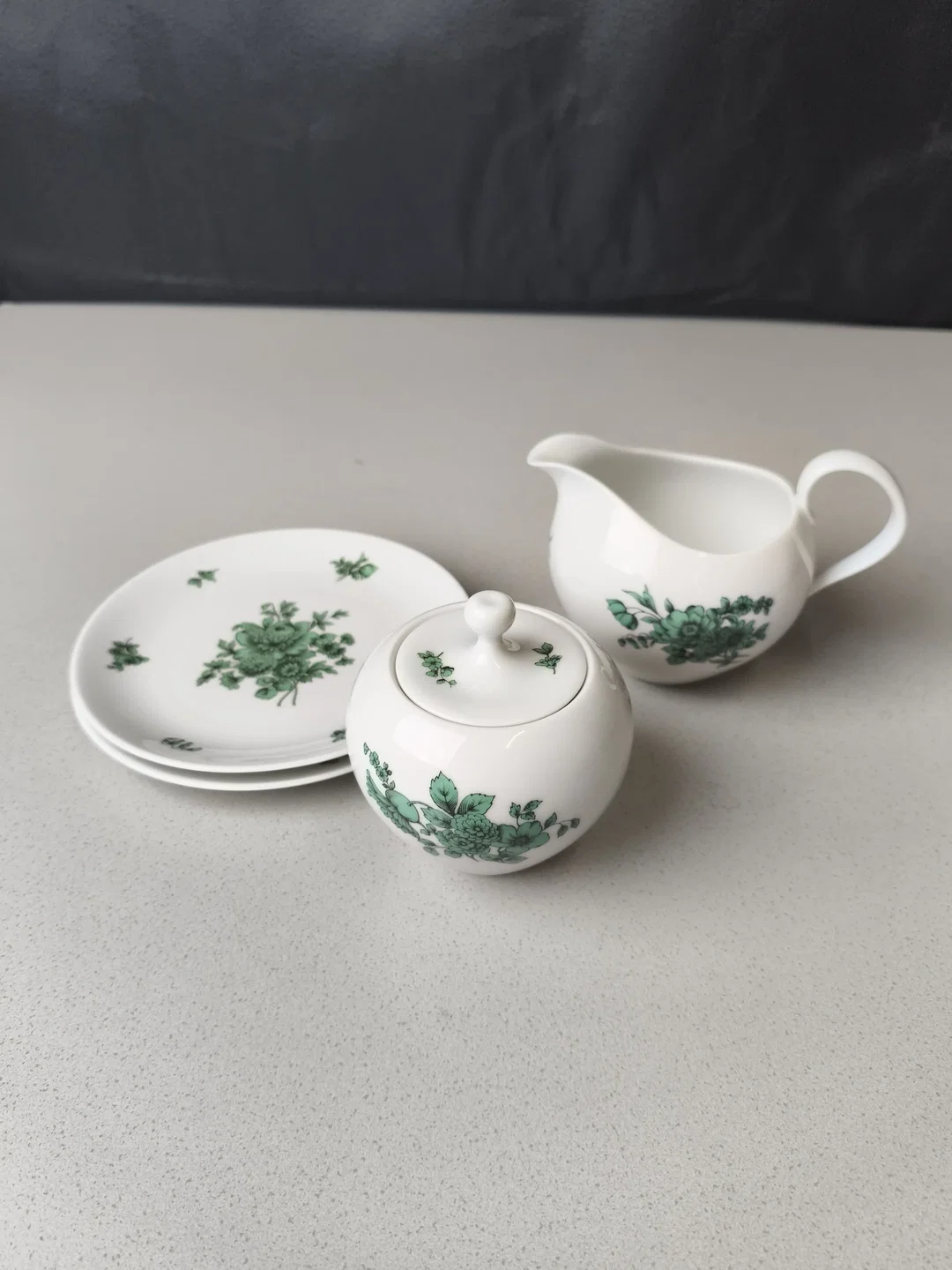 Thomas, Kaffeeset 4-tlg "Grüne Blume", 50er, Vintage – Bild 1
