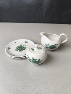 Thomas, Kaffeeset 4-tlg "Grüne Blume", 50er, Vintage