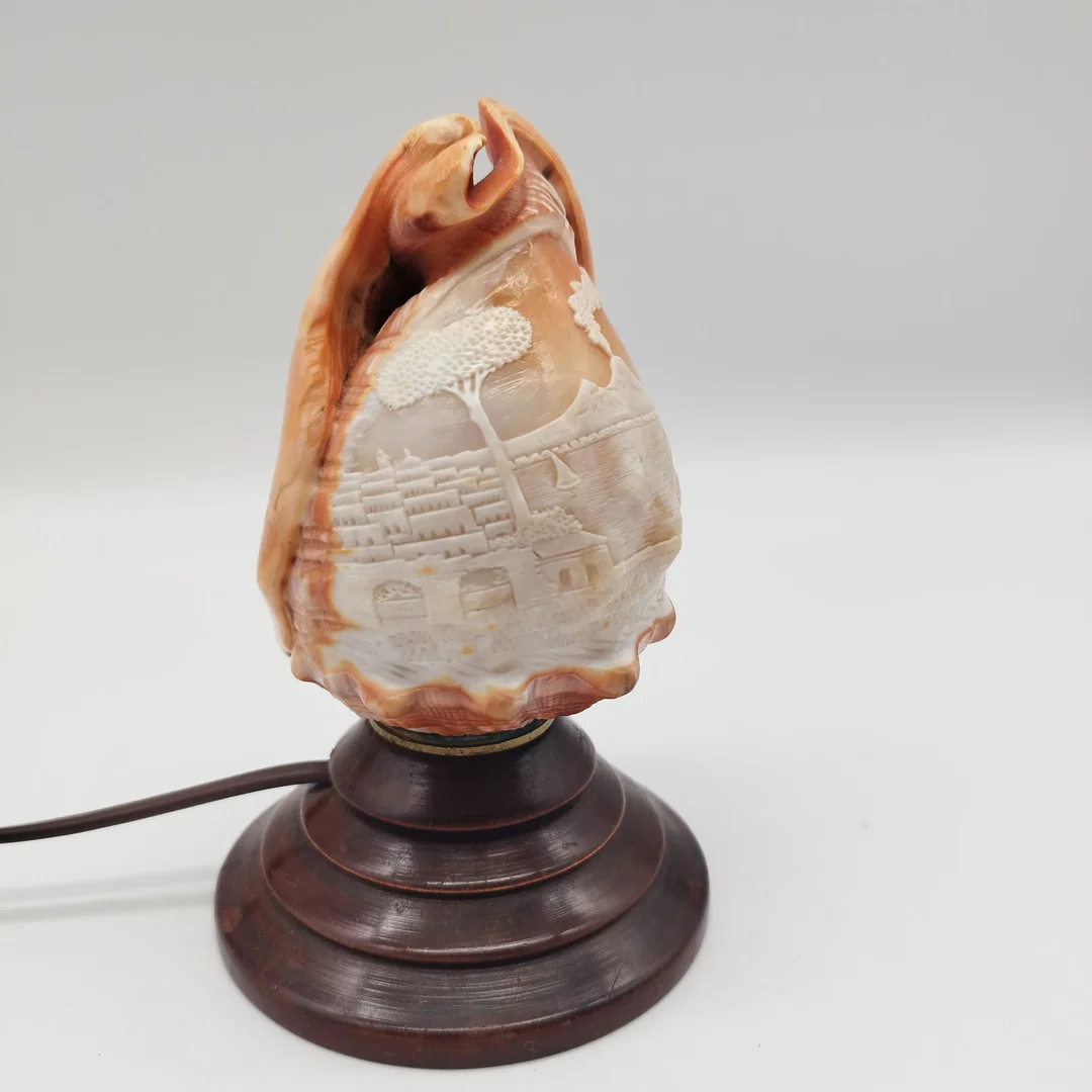 Antike italienische Muschellampe / Cameo-Shell-Akzentlampe – ca. 1920er Jahre – Bild 3