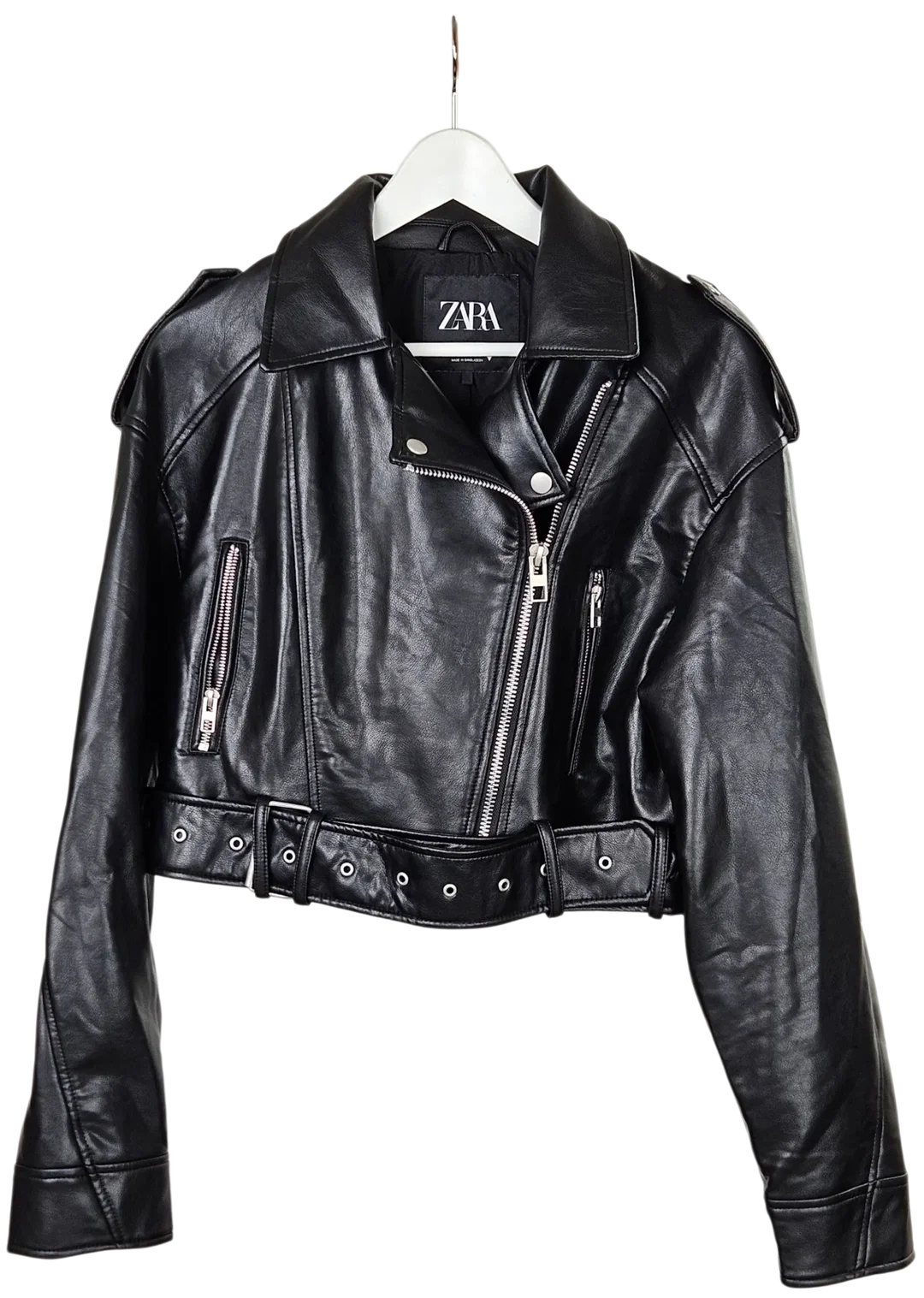 Zara Damen Kunstlederjacke, schwarz - Gr. L - Bild 1
