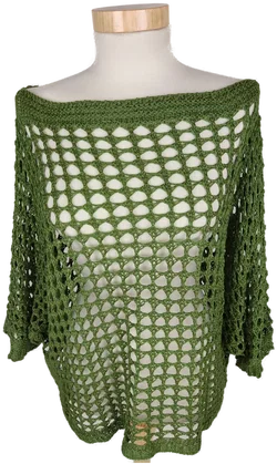 Pullover "Made in Italy", dreiviertelarm Schifferlausschnitt, grün, Größe 40 (geschätzt) – Vorschau 1