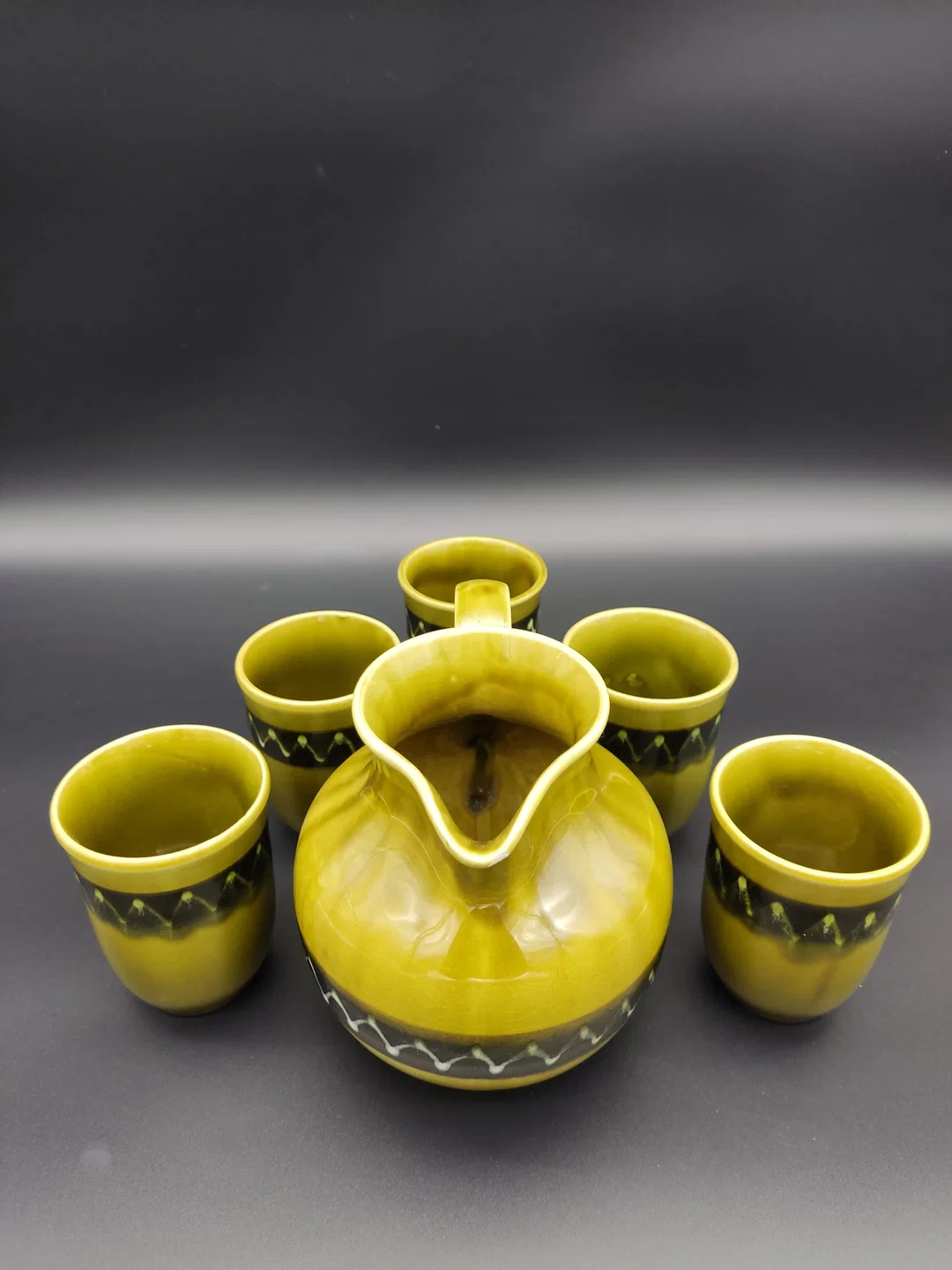 Vintage 5er Set Keramik-Becher von Keramos Austria – Bild 4