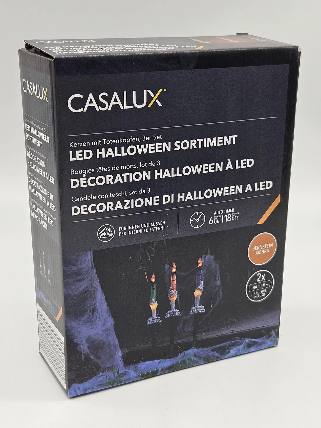 LED-Kerzen für Halloween mit Totenköpfen – Bild 1