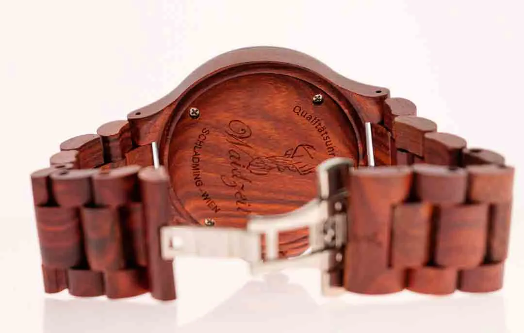Uhr Waidzeit Gams Platzhirsch Holz-Armbanduhr Walnuß – Bild 5