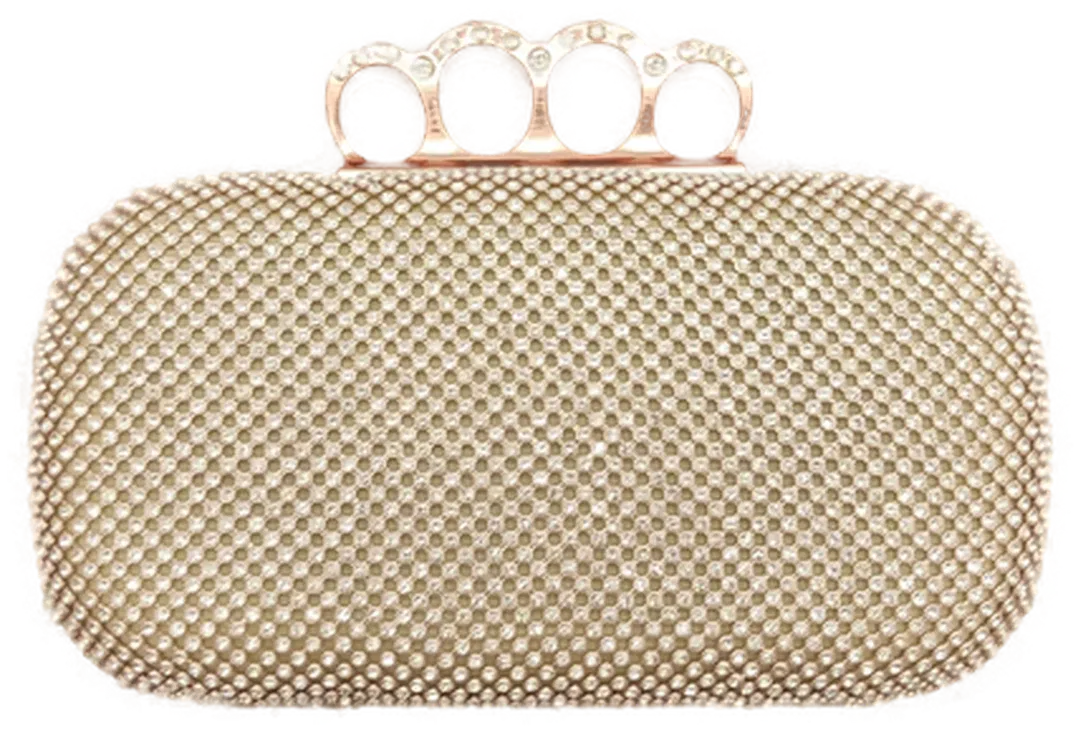 Abendtasche mit Strass und goldfarbenem Griff - Bild 1