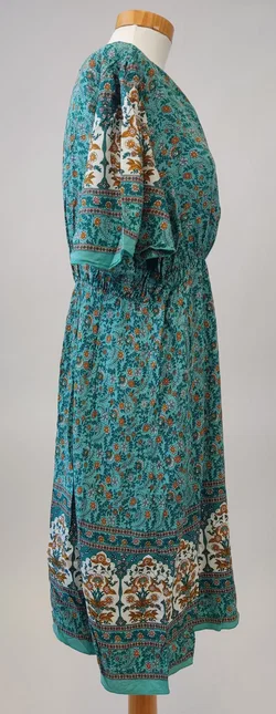 SHEIN CURVE Damen Kurzarm-Midikleid mit Blümchen, türkis - Gr. XL - Bild 3