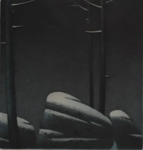 Signierter Kunstdruck „Granitblock/Winter“ – F. G. Illies – Limitierte Auflage 31/60 – Bild 2