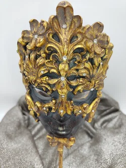 Venezianische Kunstharz Maske Herzog von Malfi  | Goldglanz mit Strass von Fa. J. Holländer - Bild 2