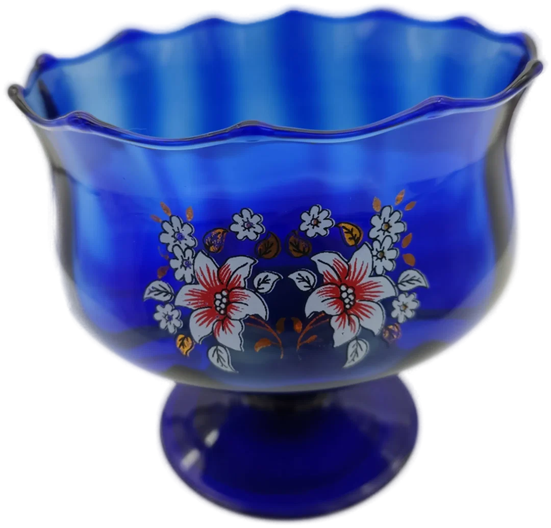 Schale Kobaltblau mit Handgemalten Blumen | Vintage-Schatz – Bild 2