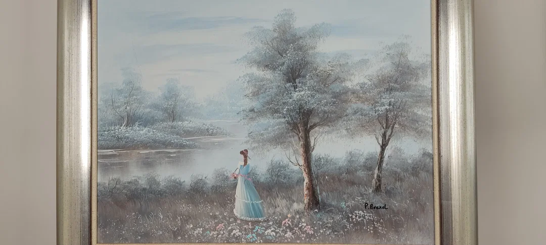 Ölgemälde Leinwand Silberrahmen | Einmaliges Unikat 62X54 cm – Bild 6