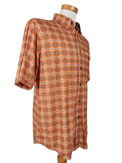 Kilimanjaro Herren Kurzarmhemd, orange/blau/weiß - Gr. M - Bild 3