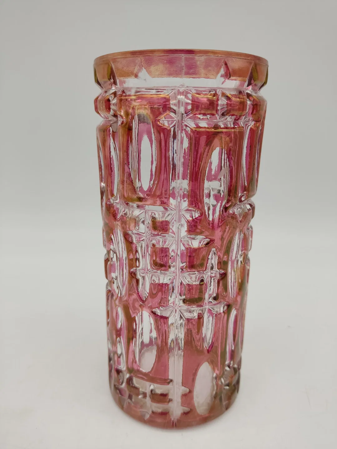 Blumenvase aus gepresstem Glas mit Struktur - Rosa – Bild 2