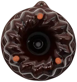 Keramik-Gugelhupf/Backform, braun glasiert, Ø ca. 30 cm, Westdeutschland, mit Aufhängeöse – auch als Wanddeko - Bild 2