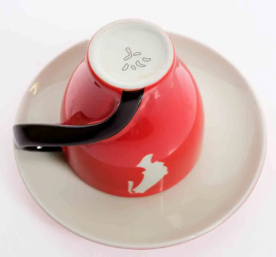 JULIUS MEINL 10-teiliges Set aus Kaffee- und Untertassen in rot-weiß-braun – Bild 3