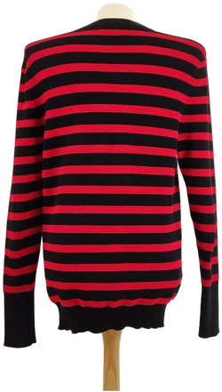 ZARA Herren Pullover Rundhals, Rot-Schwarz gestreift, Gr. 42  - Bild 2