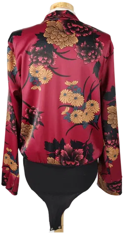 Damen Body weinrot mit großen Blumen - M/38 - Bild 4