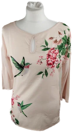 Orsay Bluse Damen S/36, Blumenmuster in Rosé | Floraler Charme