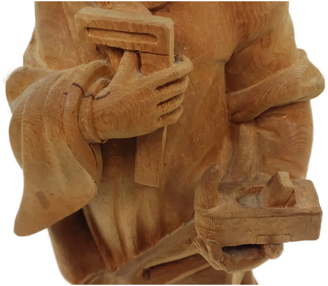 Heiligenfigur Hl. Josef als Handwerker aus Holz – Bild 6