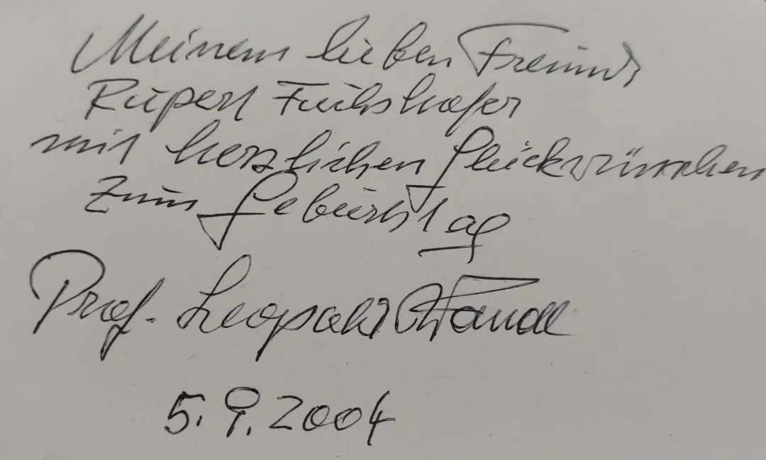 "Späte Rosen" von Leopold Wandl mit persönlicher Widmung des Künstlers – Bild 3