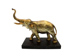 Massive Messing Elefant Figur auf Marmorsockel – ca. 25 x 23 x 12 cm – schwere Skulptur - Bild 4