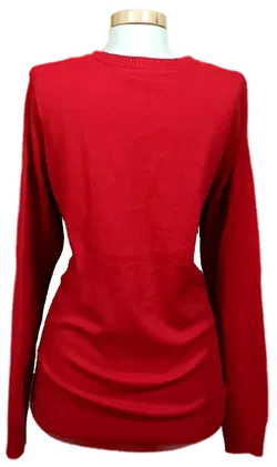 Esmara Damen Weihnachtspullover rot gemustert Gr. EUR 44/46 - Bild 2