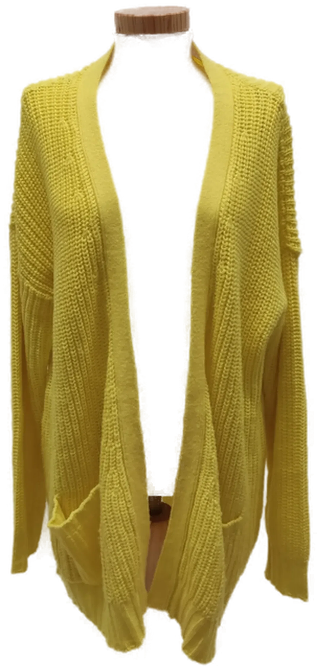 Lange Damen Grobstrickweste mit Seitentaschen, Gelb, Gr. M - Bild 1