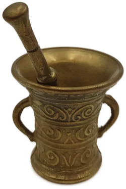 Vintage Messing-Mörser mit Stößel – Dekorativer Apotheker-Mörser aus Metall mit Ornamenten – Vorschau 4