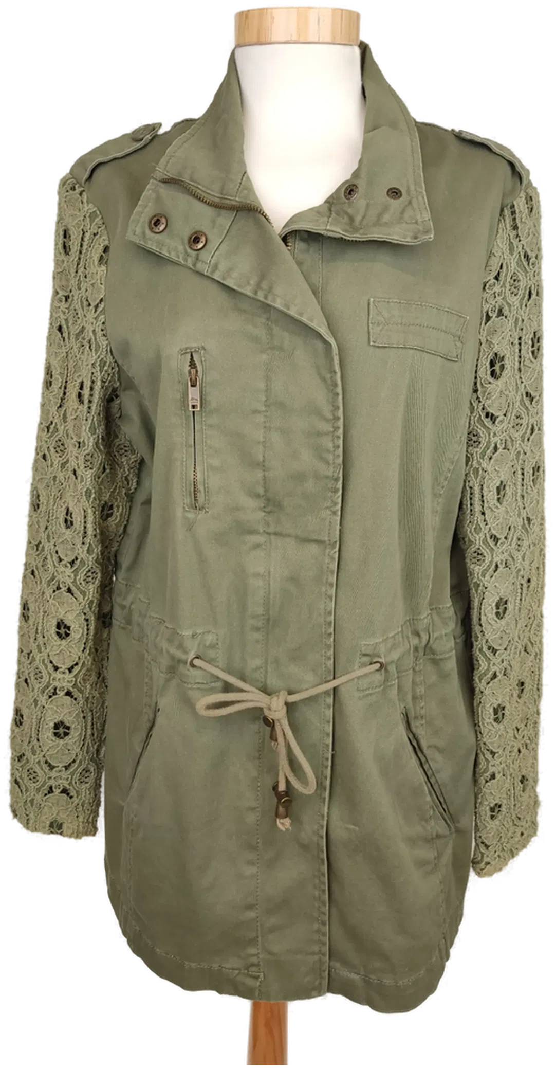 Ann Christine Damen Jacke mit Spitzenärmel olivengrün - S/36 - Bild 1