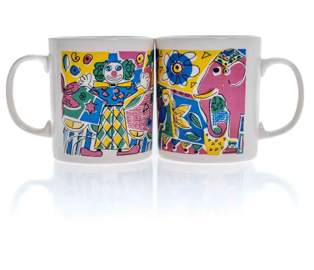 Kilncraft STL England Kaffee-Tassen im 2er Set im Zirkus Design - Bild 4