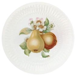 Vintage Hutschenreuther Selb - strukturierte Porzellan-Kuchenplatte mit 6 Gebäcktellern (Serie Apart / Obst-Serie) – Vorschau 9