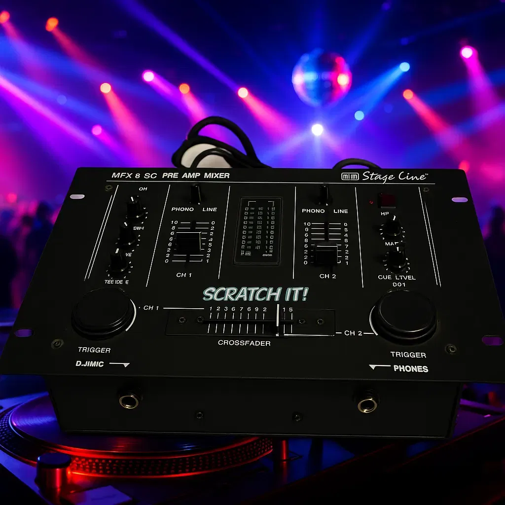IMG Stage Line MPX-4 SC Pre-Amp Mixer – DJ Mischpult „Scratch It!“ - Bild 1