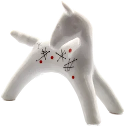 Sophiental Pferd Figur – Keramik – Mid-Century Design – weiß mit Dekor – ca. 10 cm - Bild 1