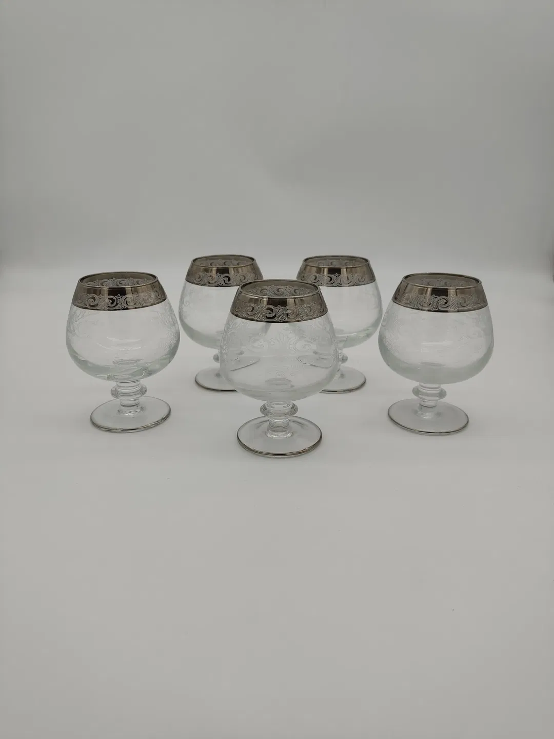 Murano Medici Cognac Gläser mit Platinrand 5 Stück - Bild 4