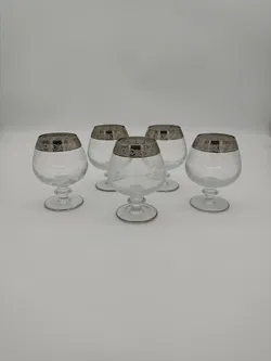 Murano Medici Cognac Gläser mit Platinrand 5 Stück - Bild 1