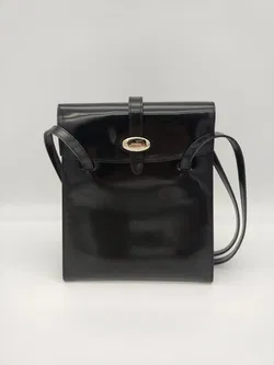 Furla - Große Vintage Schultertasche, Lackleder schwarz - Bild 12