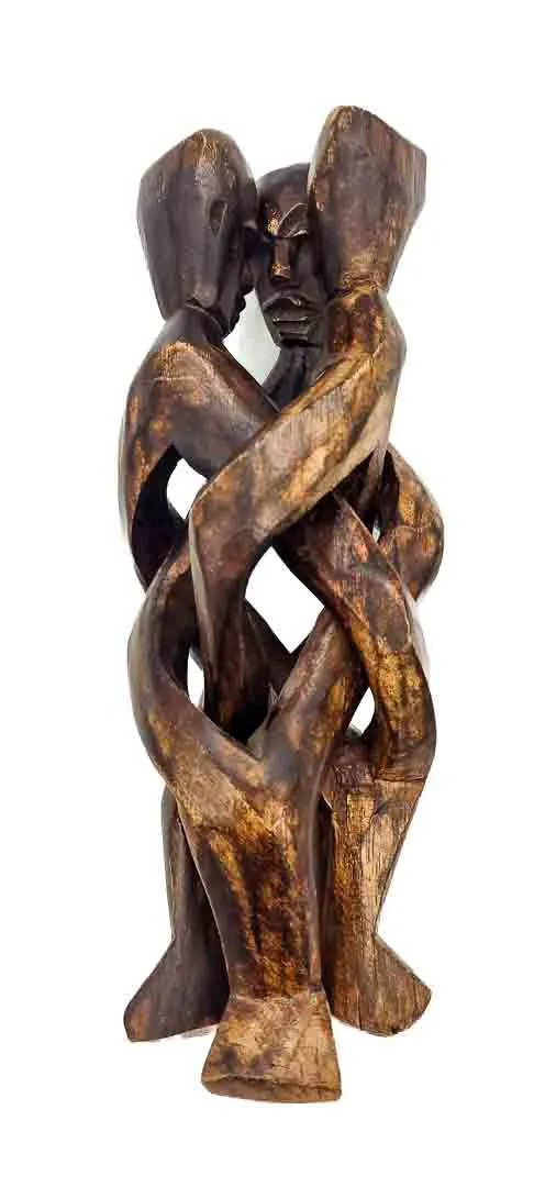 Vintage geschnitzte afrikanische verflochtene Figuren – Bild 2