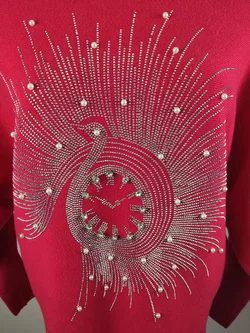 Damenpullover Größe 38 in Rot mit Schmuckmotiv | Glamour – Vorschau 2