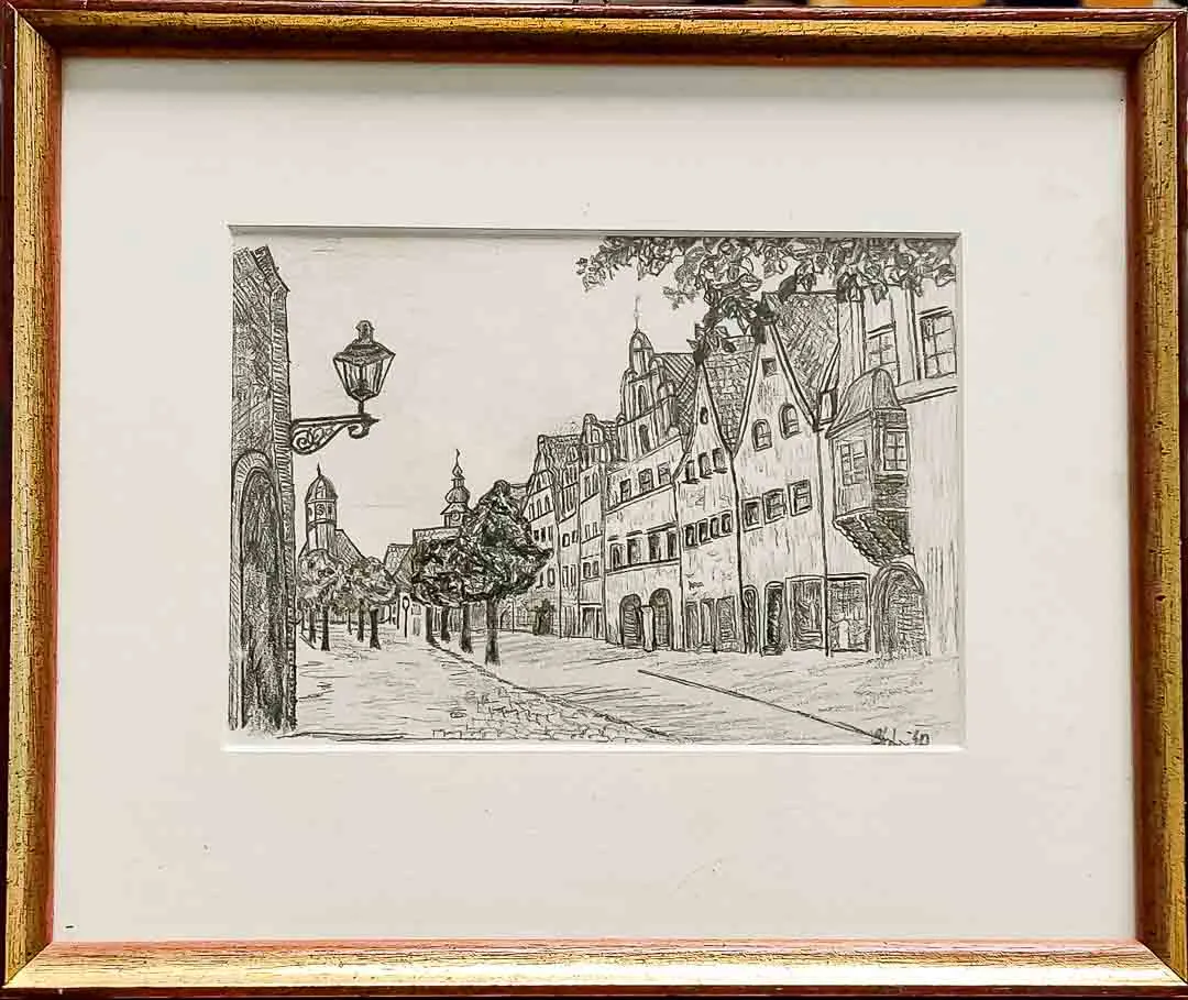 Original Radierung Stadtansicht Galerie G. Egeier im Rahmen 22x19 cm - Bild 4