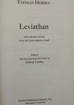 Hobbes Leviathan. With selected variants from the Latin edition of 1668 - Edwin M. Curley (Hrsg.) - Bild 2