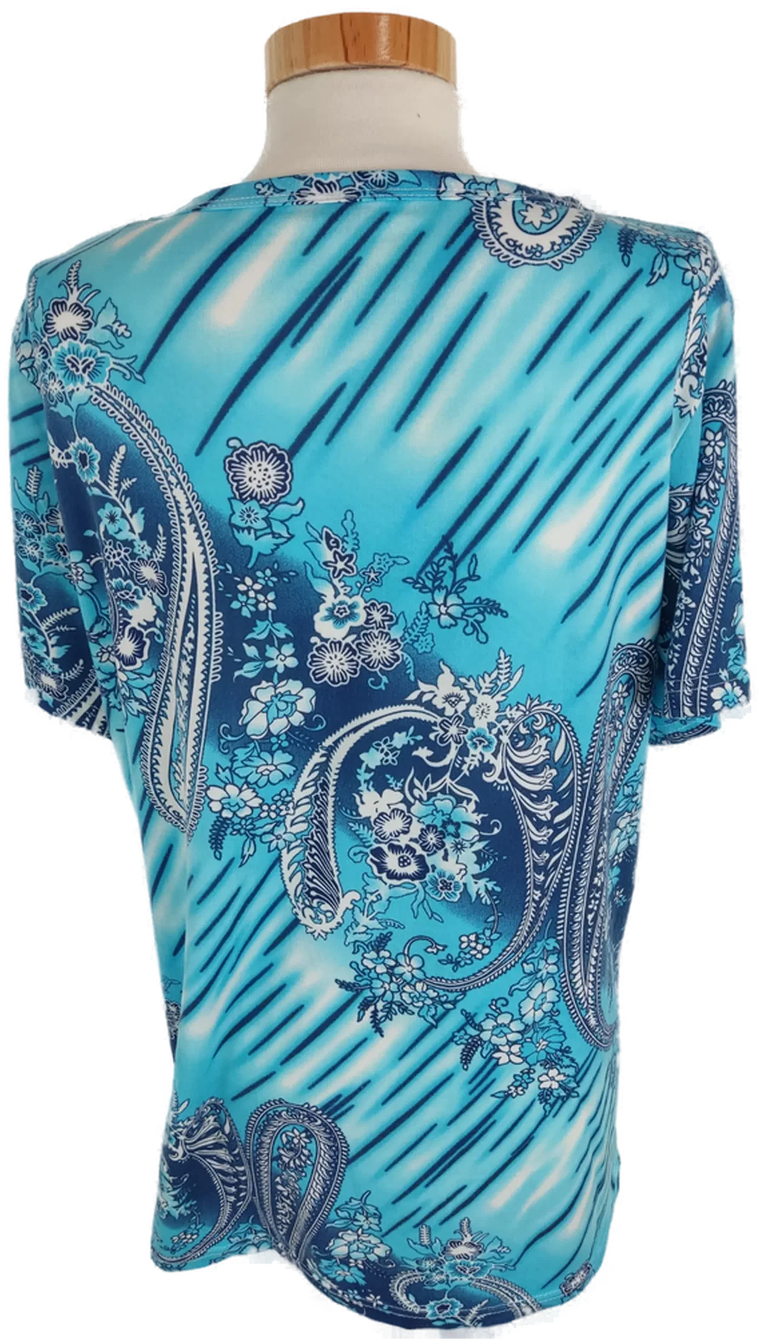 T-Shirt "Tovta", kurzarm mit Rundhalsausschnitt, blau/türkis gemustert, Größe XL – Bild 2