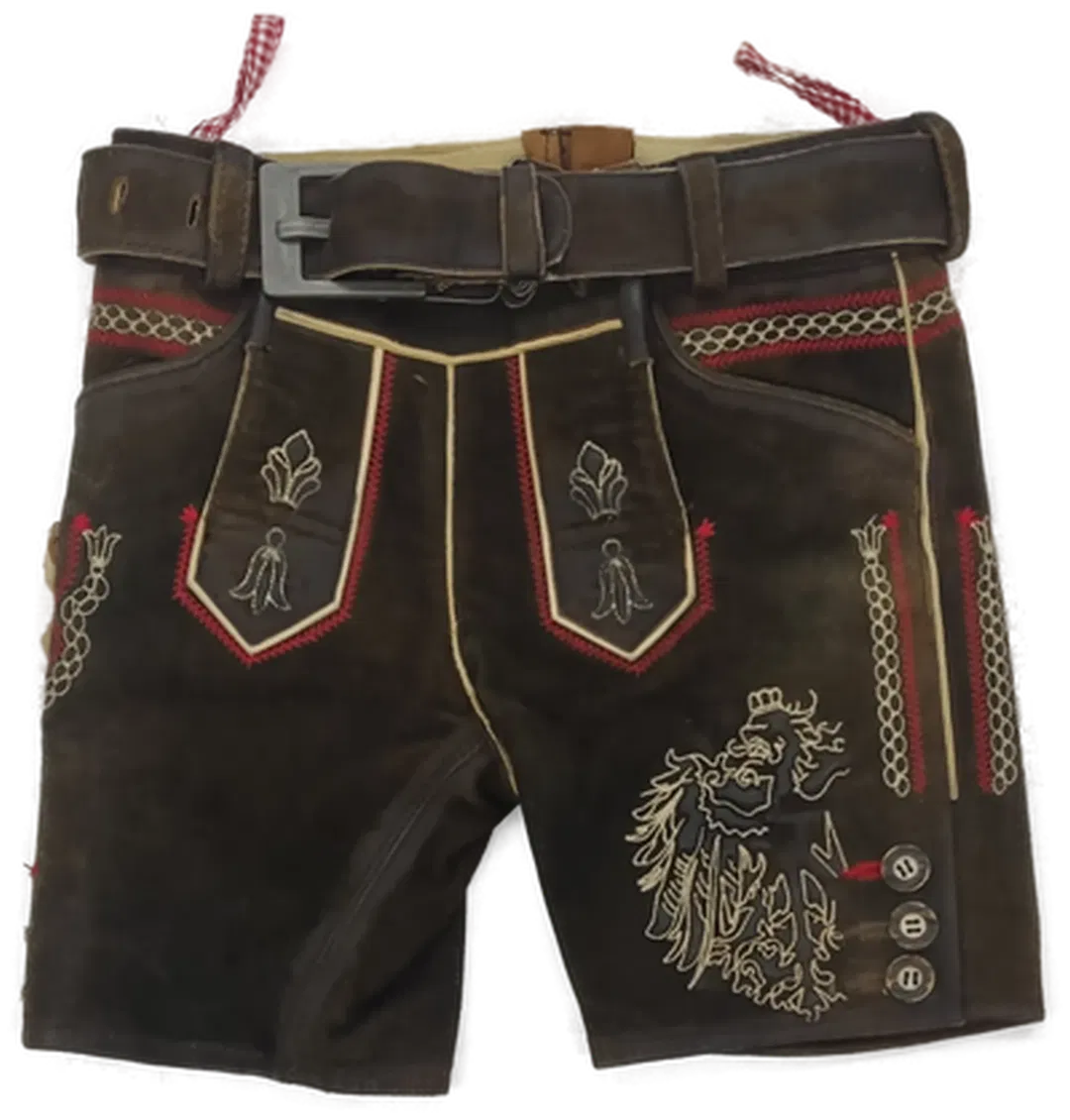 Premium Alpin de luxe Kurze Trachtlederhose für Kinder / Buben in der Größe 98/104 - Bild 1