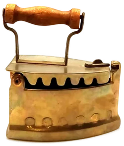 Deko Bügeleisen Antik-Design aus Messing mit Holzgriff - Bild 4