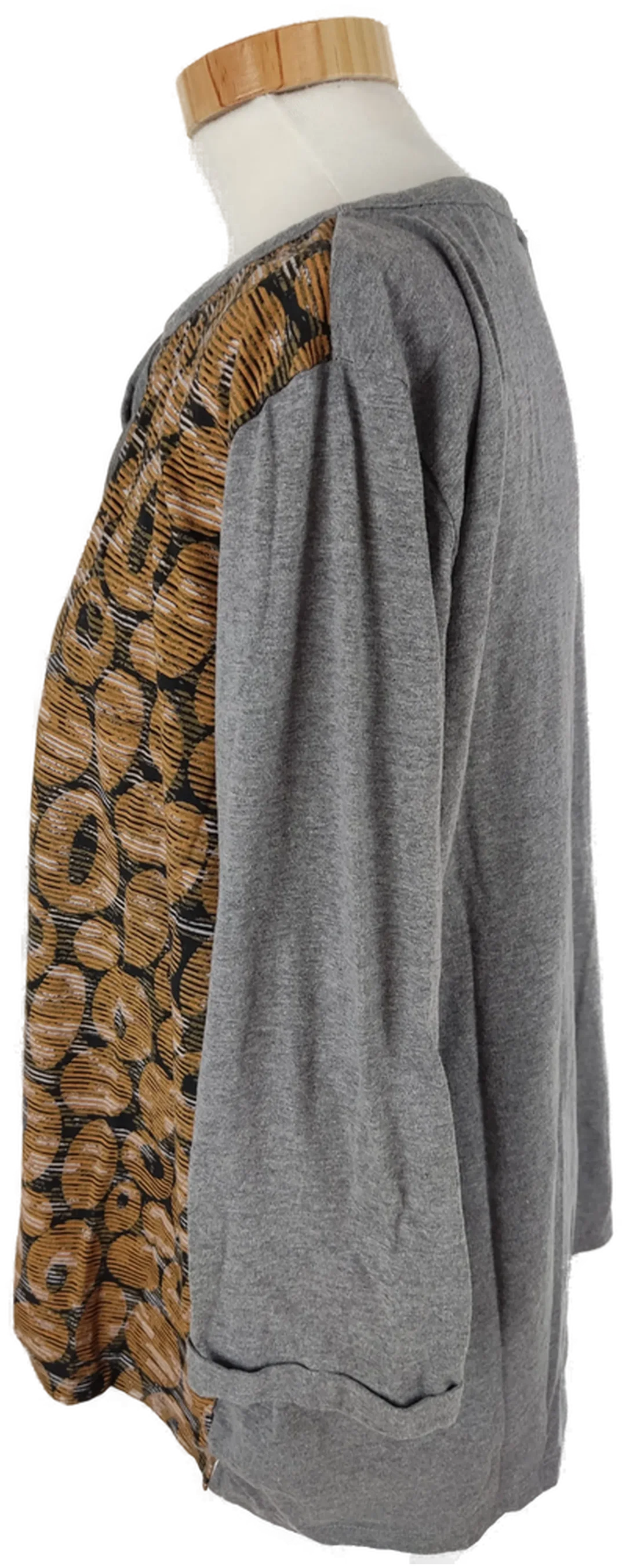 T-Shirt "Laura Torelli", dreiviertelarm mit Rundhalsausschnitt und Kordel, grau/braun/schwarz gemustert, Größe XL – Bild 3